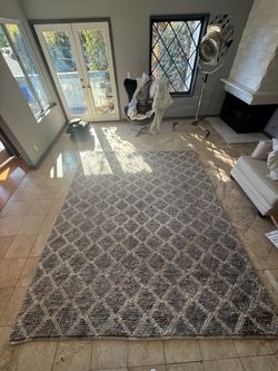 8x8 Gray & Ivory Woven Diamond Area Rug