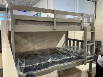 Twin / Twin Bunk Bed Gray w/ Ladder – $399