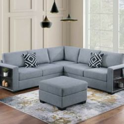 4pcs Sectional And Ottoman