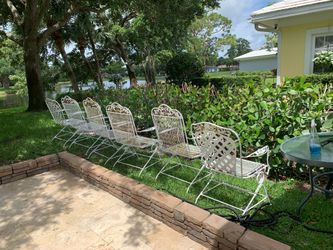 A vintage wrought iron patio set