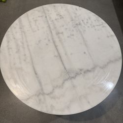 Round Marble Coffee Table with Black Legs – Modern