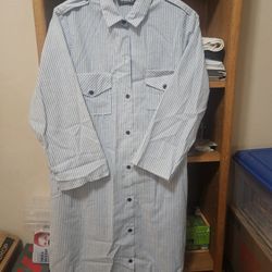 Tabby Of California L/S Blue Stripped Gown XLarge