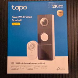 Tapo D225 2K+ Wired or Battery Powered Smart Video Doorbell with Chime Wi-Fi 10000 mAh Battery