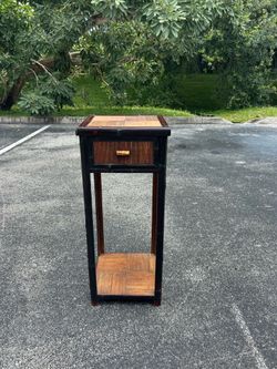ANTIQUE VINTAGE BAMBOO / PLANT STAND / SIDE TABLE WITH A DRAWER / IN GOOD CONDITION