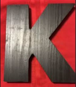 Handcrafted Solid Wood Letter "K" Wall & Shelf Sign (8" x 7") – Black
