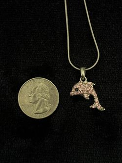 Pink Stone Dolphin Necklace