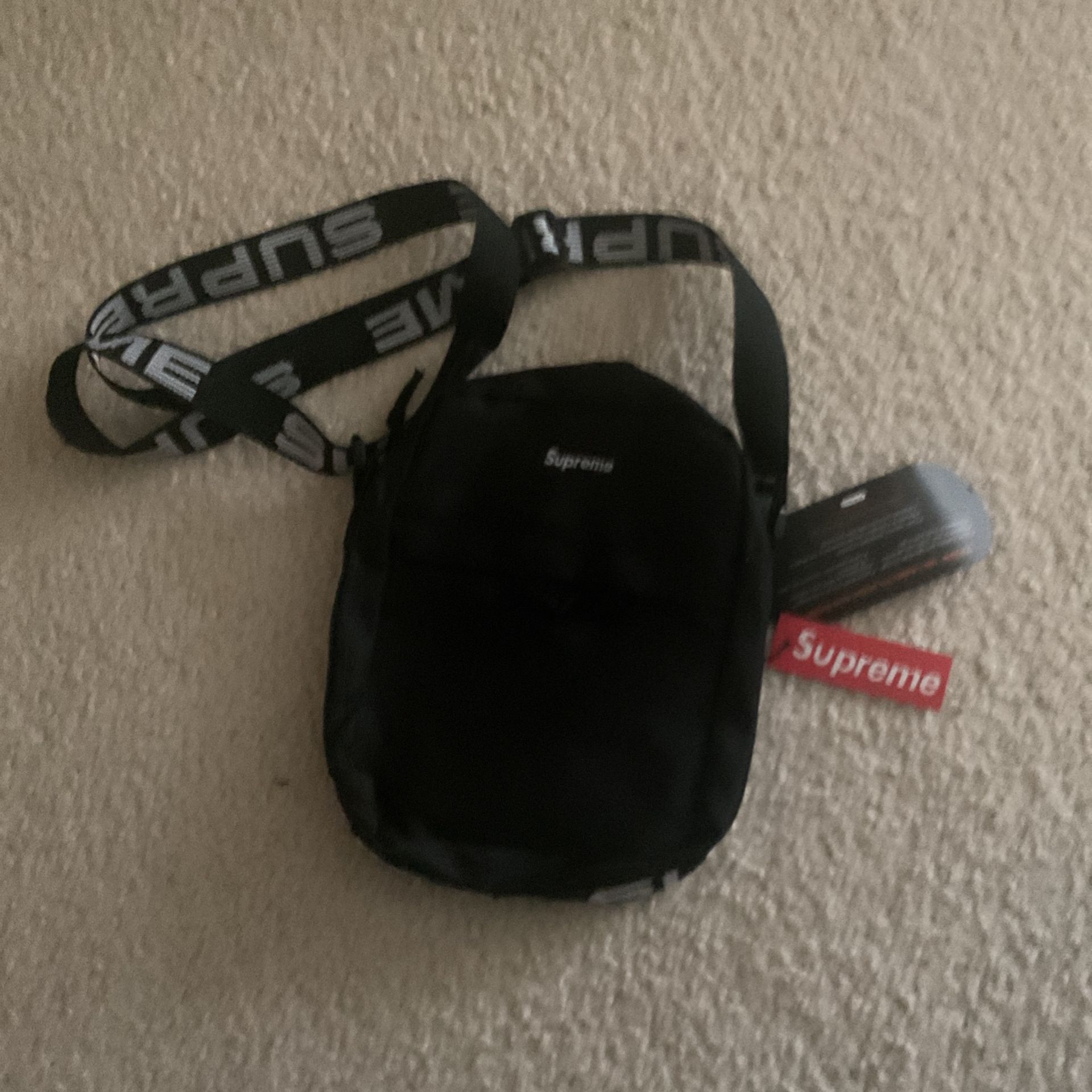 Black Supreme Bag Tags Attached