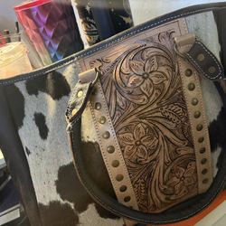 Merbaa Western Cowhide Hairon Leather Tote bag With Adjustable Leather Strap