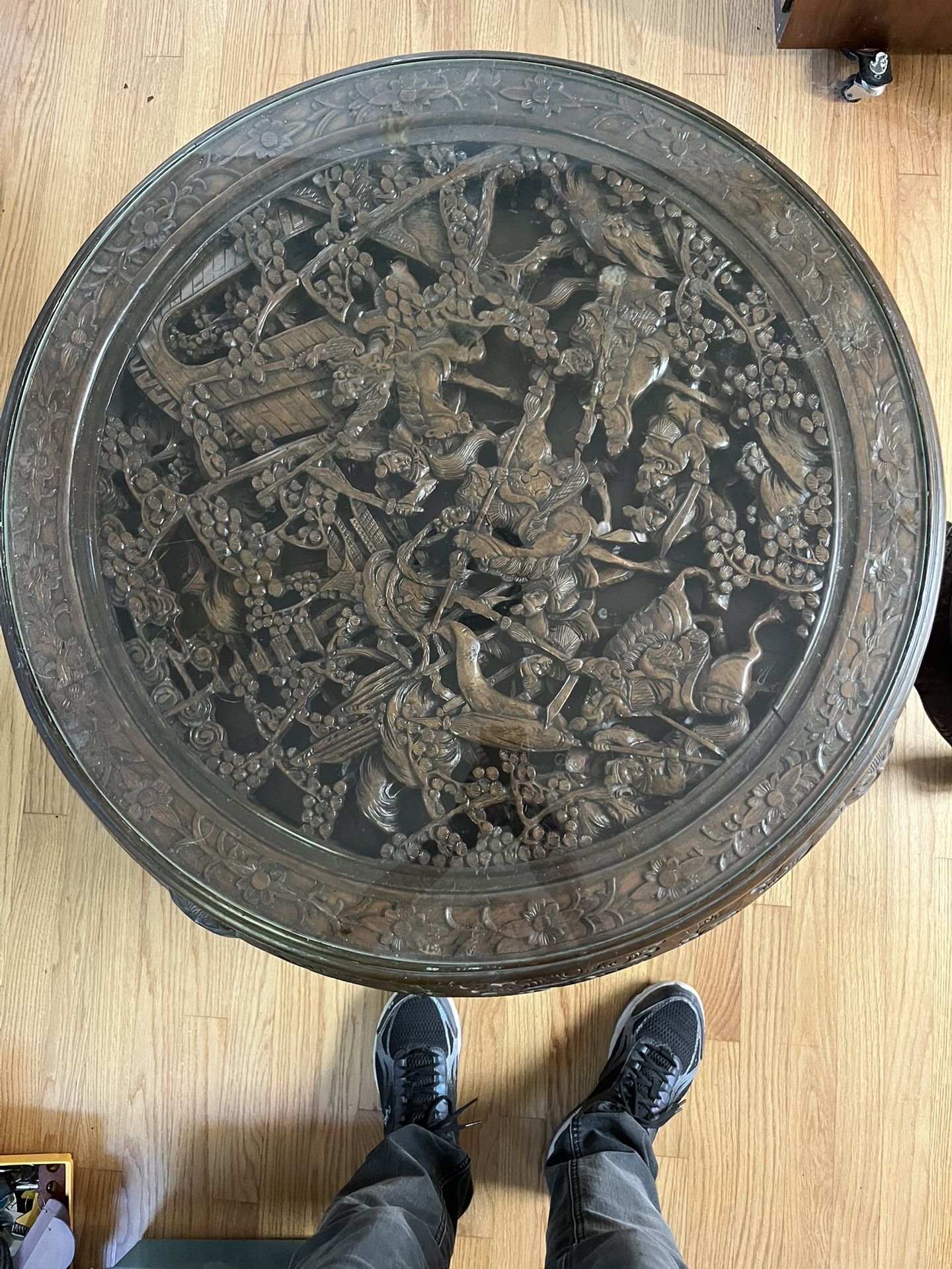 Wooden Chinese Tea Table And One Stool