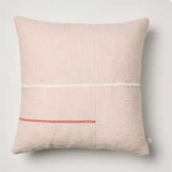 18"x18" Asymmetrical Stripe Indoor/Outdoor Square Throw Pillow Blush/Poppy - Hearth & Hand with Magnolia