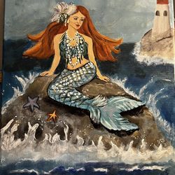 Painting Acrylic Stretched Canvas Salish Sea Mermaid