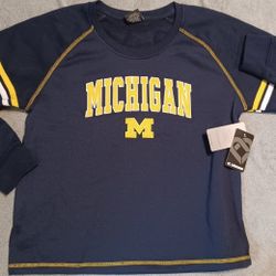 Women's Size Xlarge New Tags Michigan Wolverines Sweatshirt Blue Yellow