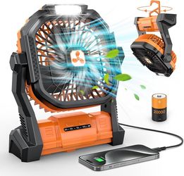 Portable Fan Rechargeable, Cordless Battery Powered Fan with LED Lantern, Small Table Fan, USB Battery Operated Fans for Travel Bedroom Home Camping T