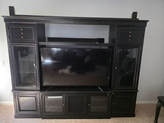 Black Solid Wood Entertainment Center