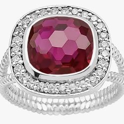 Lab Created Pink Rubellite 925 Sterling Silver Ring