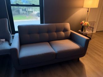 Modern Gray Tufted Loveseat / Sofa