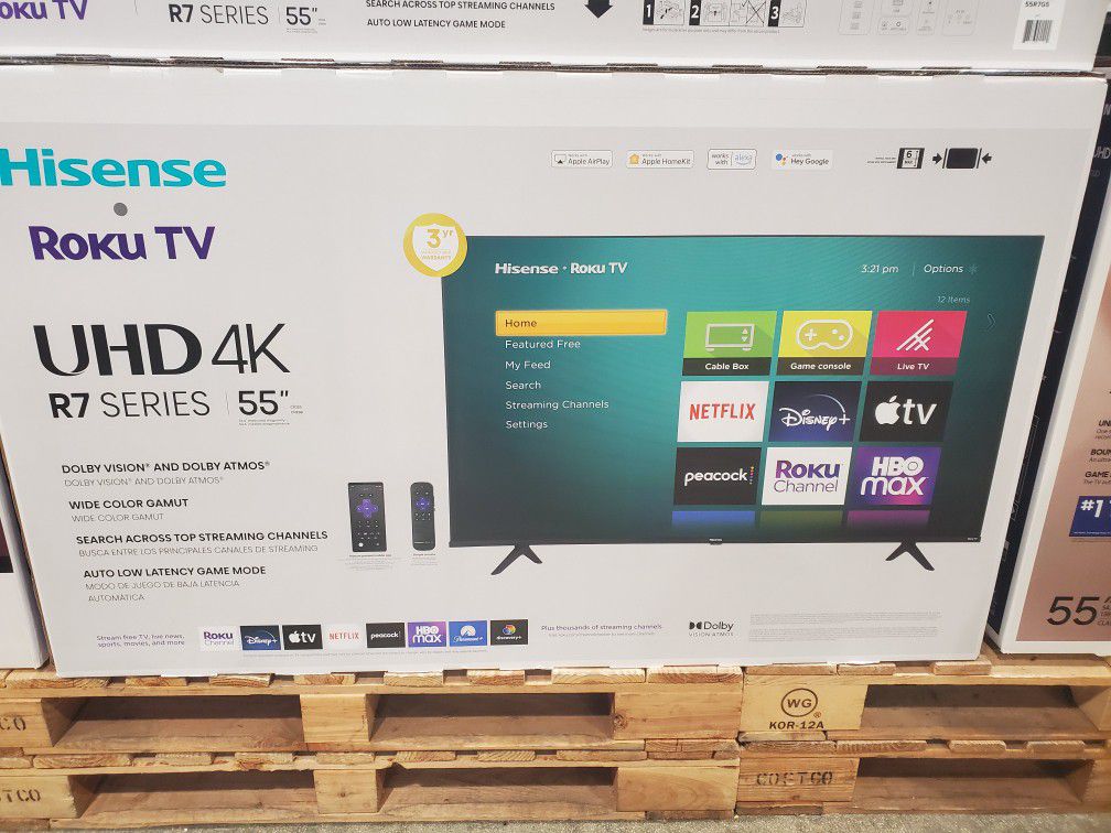 55" Screen Led Smart 4k By Hisense With Roku Streaming.  55R6095G5 