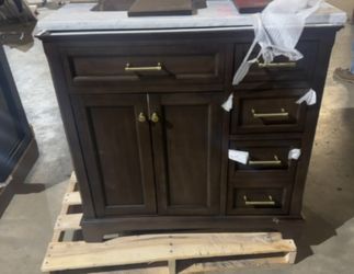 allen + roth Roveland 36inch Deep Walnut Bathroom Vanity