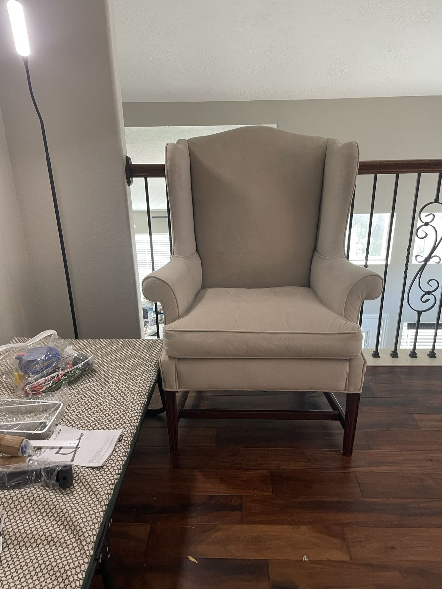 Beige Winged Armchair – $55.00 OBO
