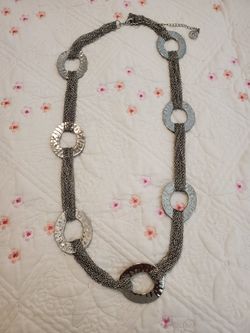 Erika Lyons multi chain silver tone long necklace