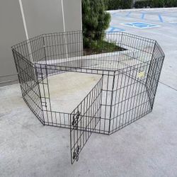 New In Box 24 Inch Tall X 8 Panel Exercise Playpen Pet Gate Fence Mesh Still Metal Wire Barrier Kennel For Dog Pet 