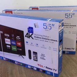 HD42 55” TCL Roku Smart 4k Led Uhd Tv