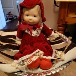 Old Baby Little Red Riding Hood Doll Made From Bisque The Face 