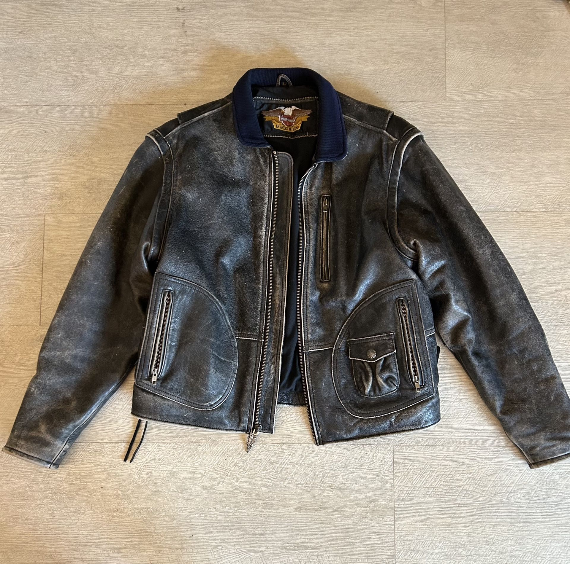 Harley Davidson Classic Distressed Leather Jacket / Vest