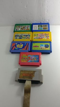 Lot of 7 Assorted Games Famicom plus adapter converter Nintendo Nes