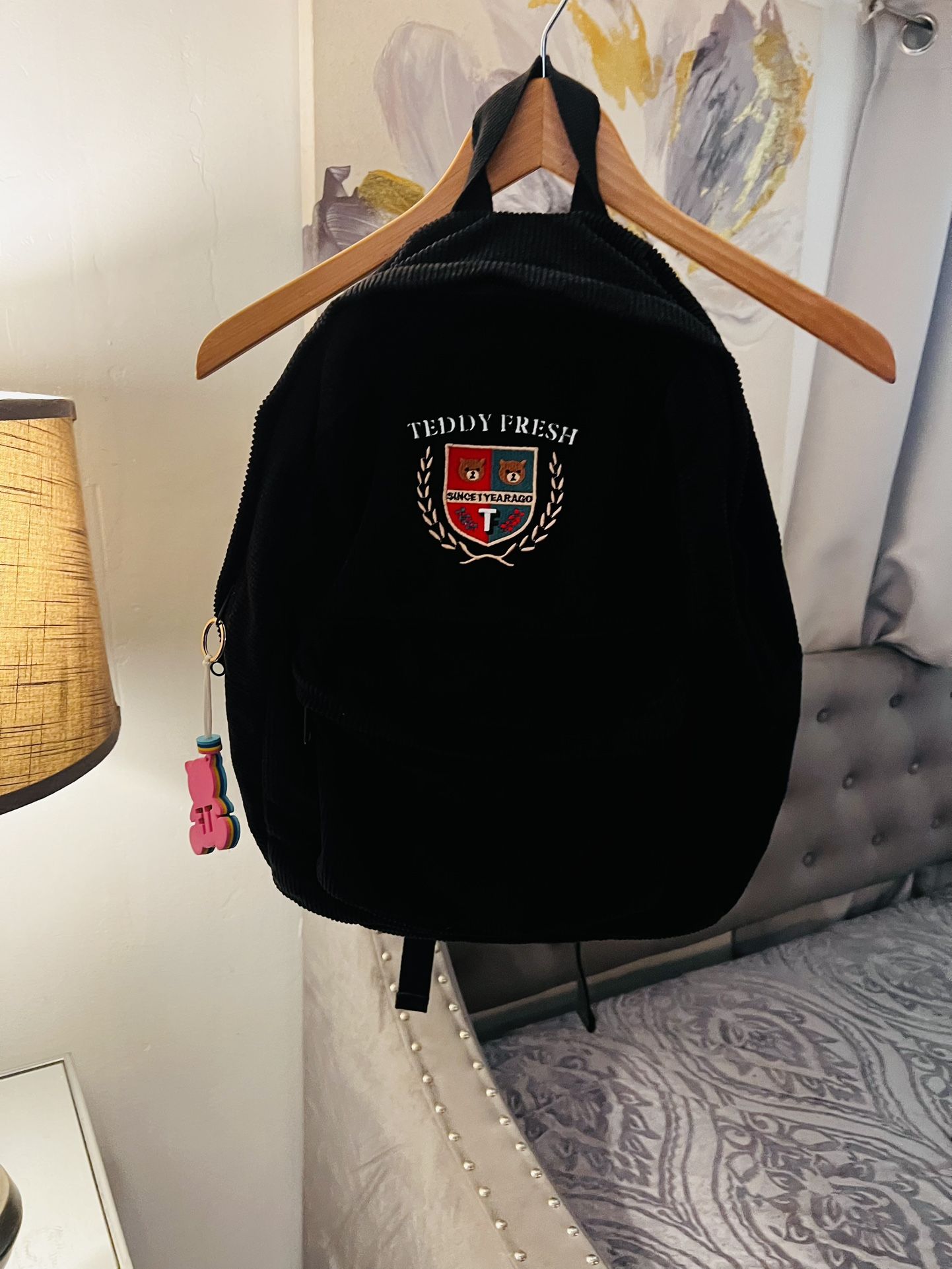 Teddy Fresh Black Corduroy Backpack