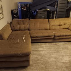 2 Piece Brown Sectional Sofa Couch-DELIVERY AVAILABLE