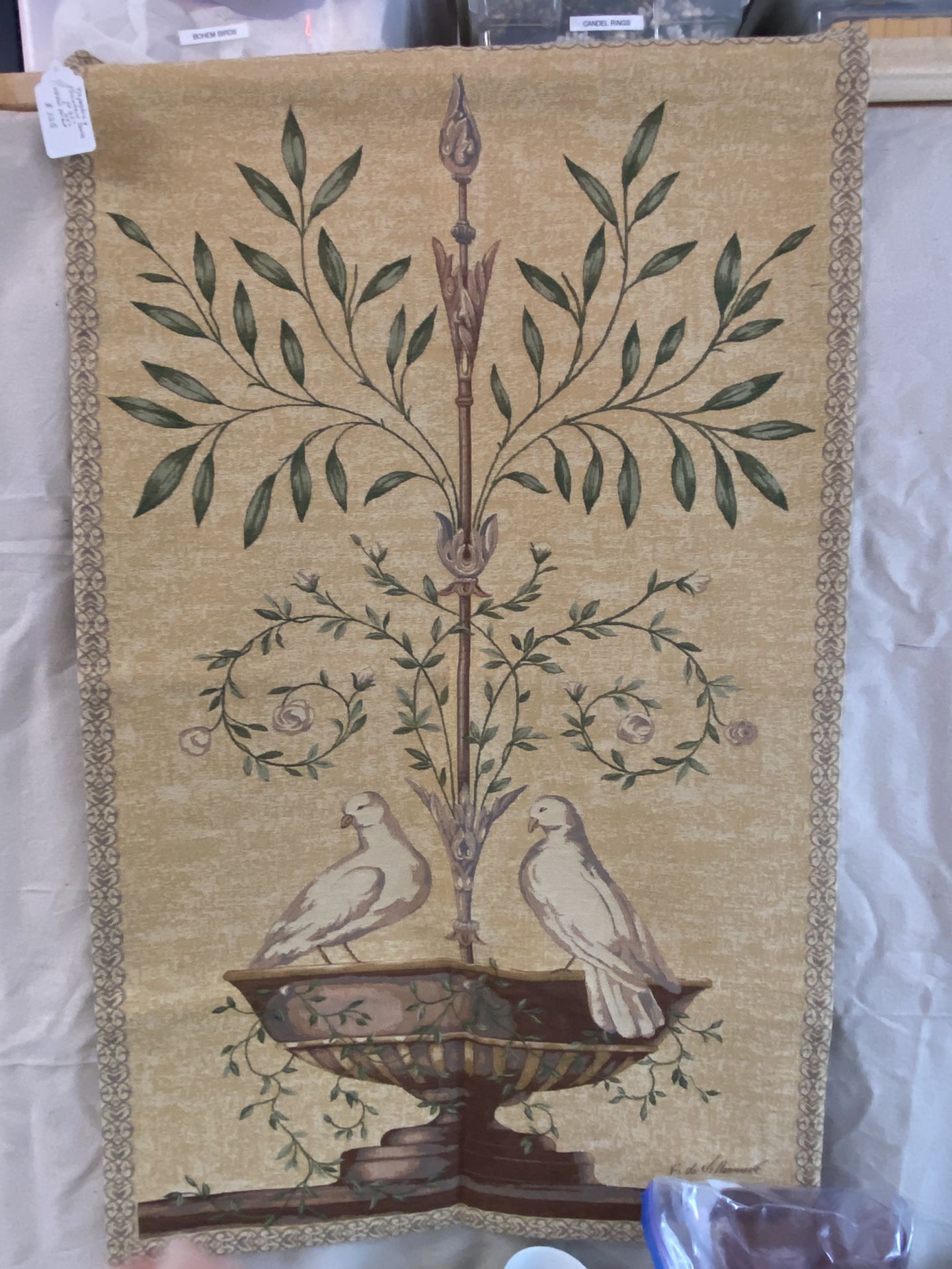 Corona Decor Wall Tapestry with Fountain & Doves