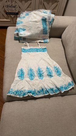 White Embroidered Sundress with Turquoise Detail size 2T,3T,4T