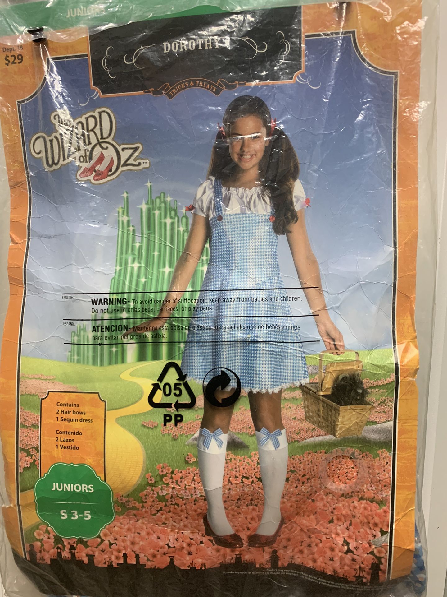 Dorothy Wizard Of Oz Costume Sz Junior S 3-5