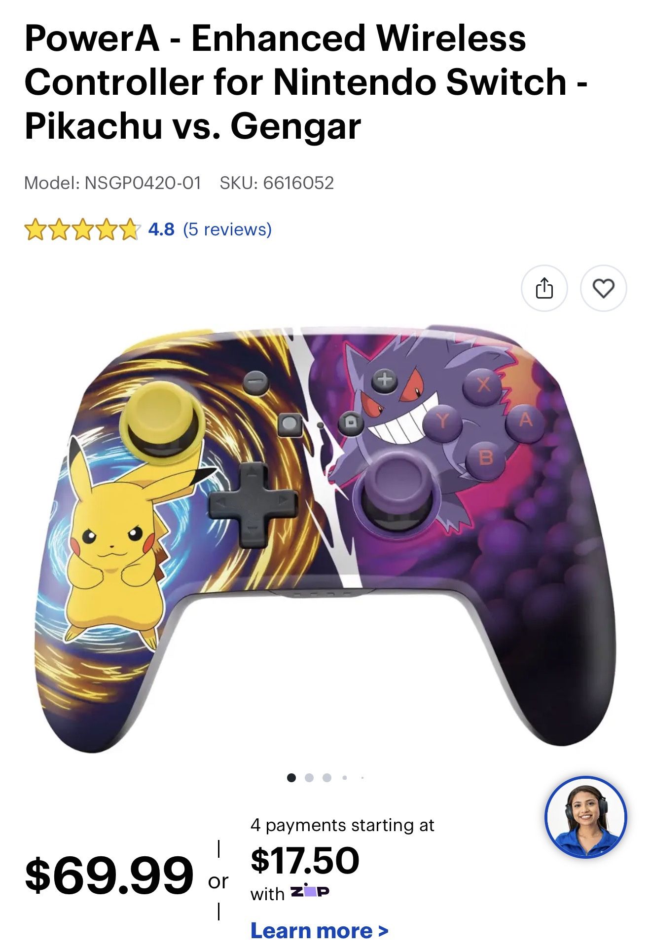 NINTENDO SWITCH 2 WIRELESS CONTROLLER PIKACHU VS GENGAR  BRAND NEW SEALED