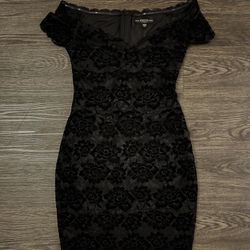 Guess Black Mini Velour Dress XS