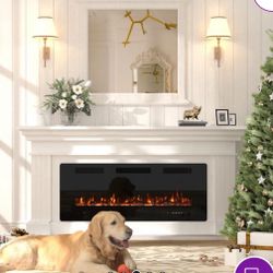 Brend Nee 55” Wall Mounted Electric Fireplace, Remote Control