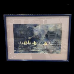 Vintage Sailboat Seascape Painting  Signed by Artist Framed