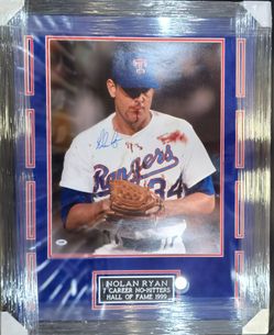 Nolan Ryan Signed, PSA-Certified, Custom-Framed Iconic Large-Size Photo Display Piece
