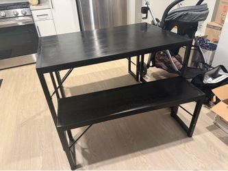 Black Dining Table with Bench – Great Condition