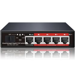 Poe Switch, 5 Port Gigabit PoE+ Switch, Cloud Managed Gigabit Ethernet Switch, 