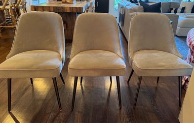3 velvet chairs from West Elm