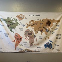 Animal World Map Tapestry 