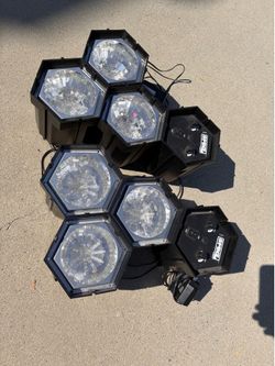 Spinz Modular Light Organ, featuring hexagonal light pods and a control unit that reacts to music.