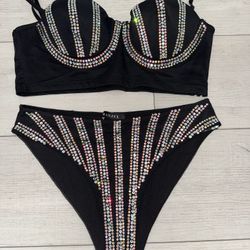 Black Rhinestone Set (2-Piece)