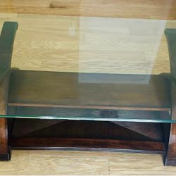 Modern Mahogany Coffee table with Glass Top