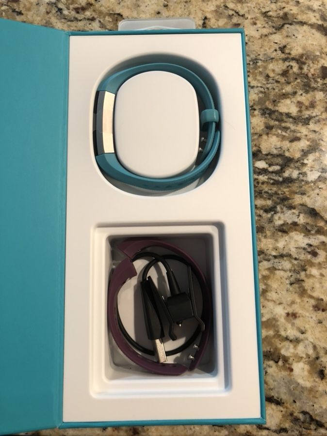 Fitbit Alta with blue and purple band - 1 yr old