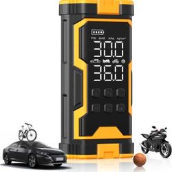 Tire Inflator Portable Air Compressor, 150PSI Cordless Air Pump with Smart Auto Stop & LED Light, 3X Fast Inflation Portable Tire Inflator for Car, Bi