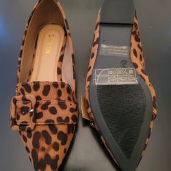 Womens Super Cute Leopard Print Pointed Toe Flats