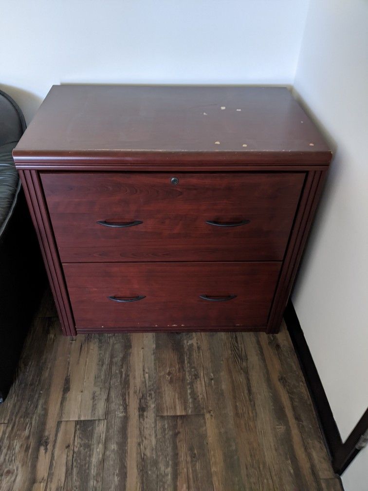 Office, Wooden File Cabinet, Used